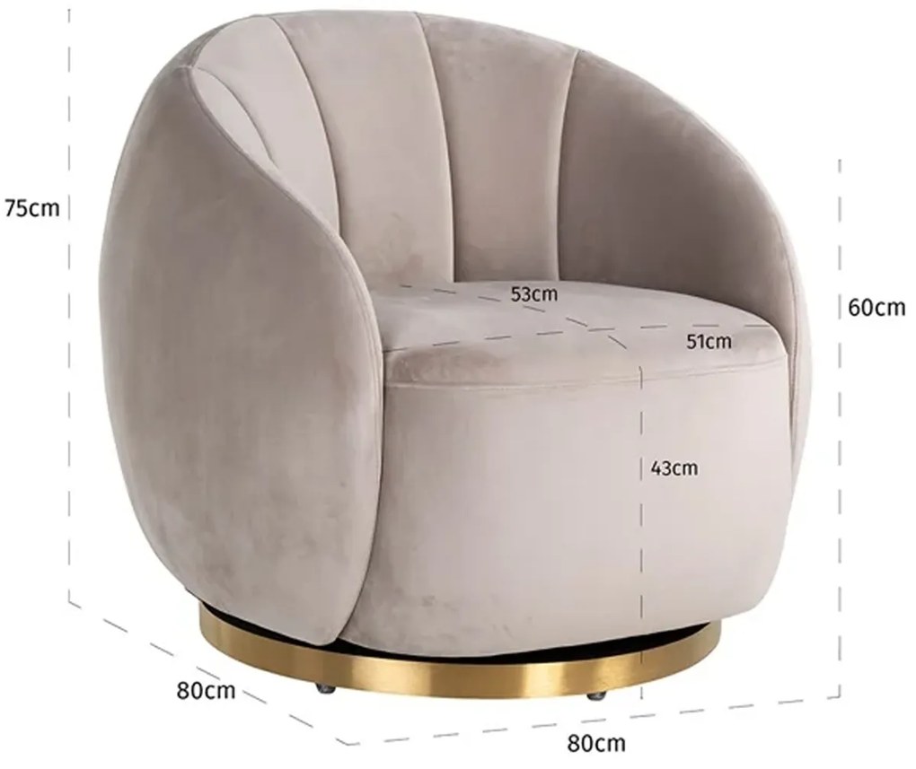 Richmond Interiors Jago Luxe Draaifauteuil Khaki Fluweel