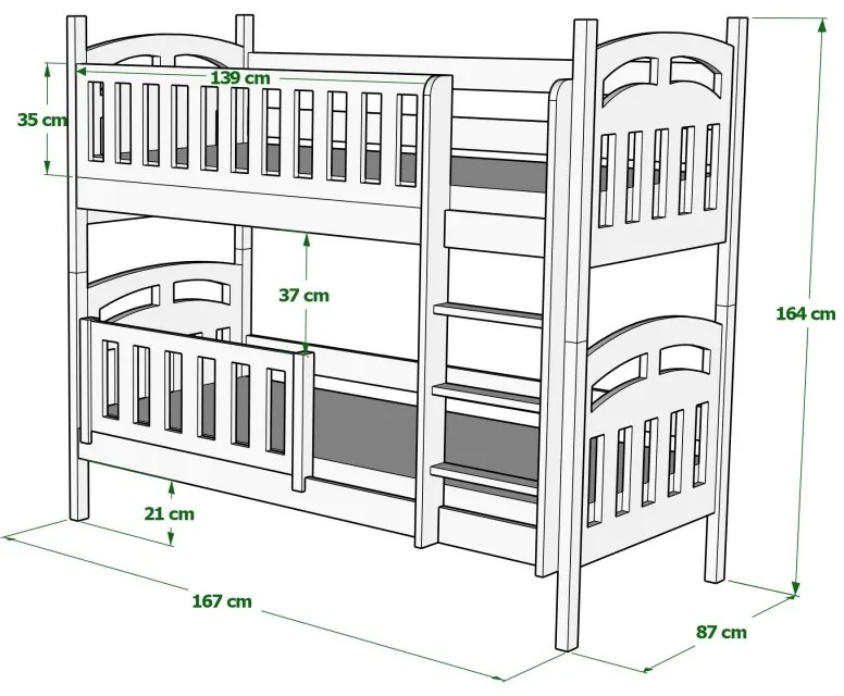 Kinderen Wit - Roze Stapelbed van massief hout - Niko For Kids Kinderen Junior 5059914048962 Children's Beds Home, 160x80, Grote enkele, 11 cm schuim/