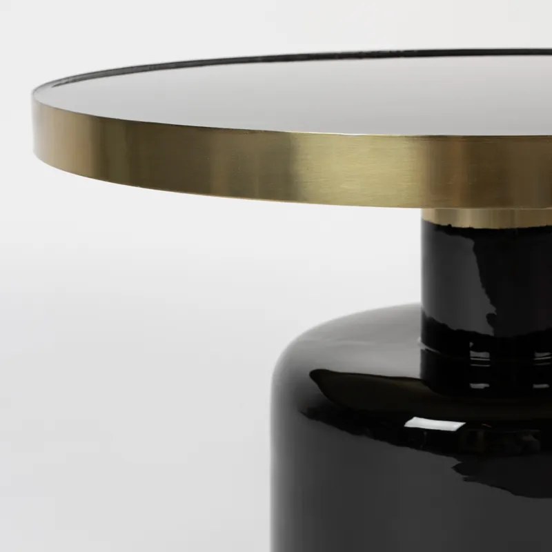Zuiver Glam Emaille Salontafel Zwart Met Goud - 60 X 60cm.