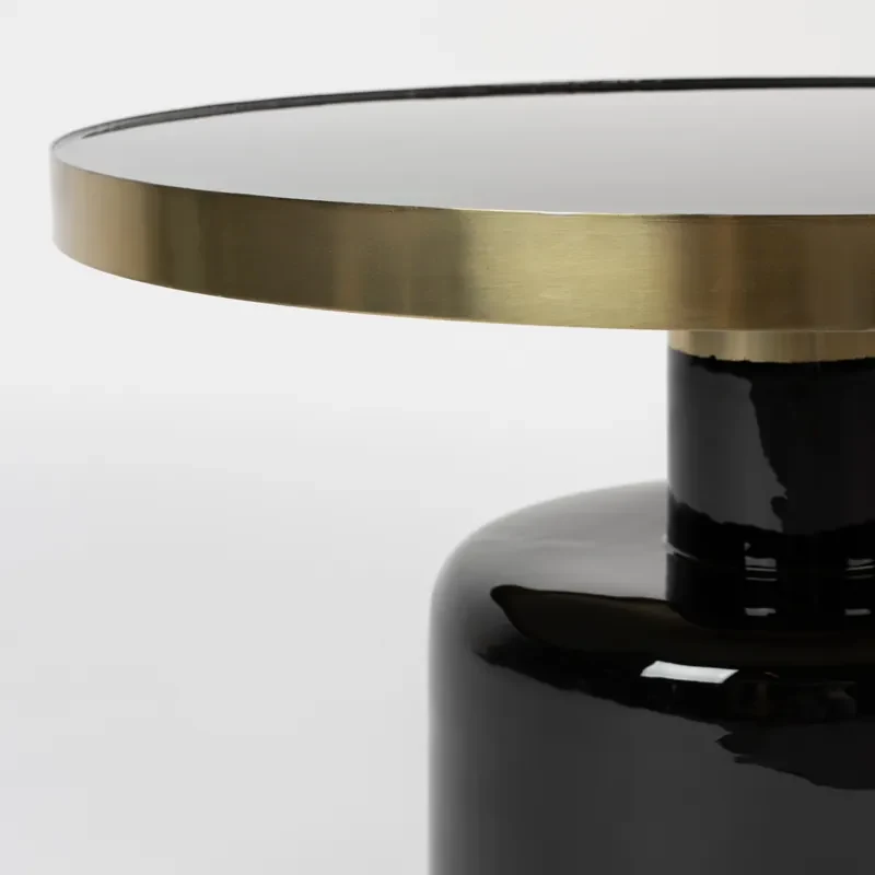 Zuiver Glam Emaille Salontafel Zwart Met Goud - 60 X 60cm.
