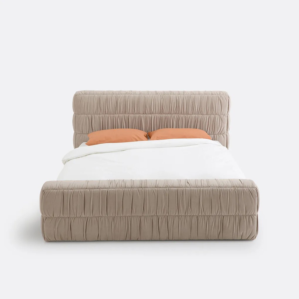 Bed in fluweel met lattenbodem, Marcio