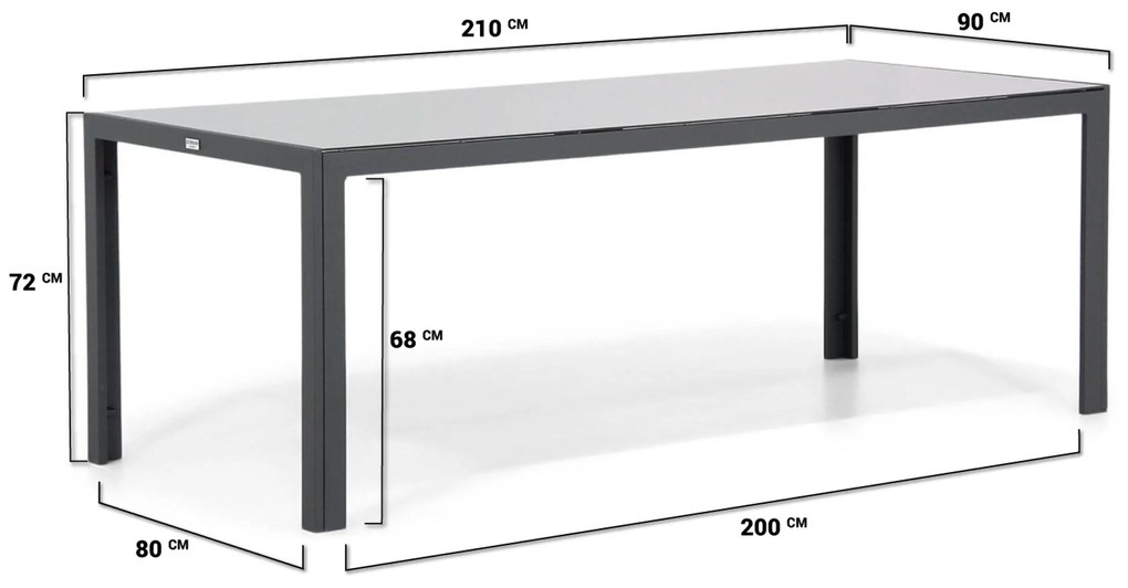Tuinset 6 personen 210 cm Aluminium Grijs Santika Furniture Santika