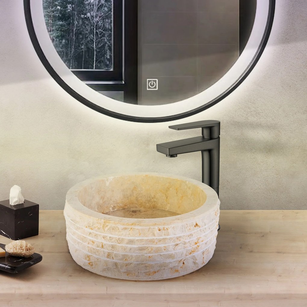 Sanigoods Eliza waskom rond alur 40x15cm crème