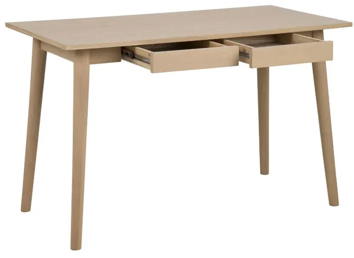 Scandinavisch Bureau Eiken Met Twee Lades - 120 X 60cm.