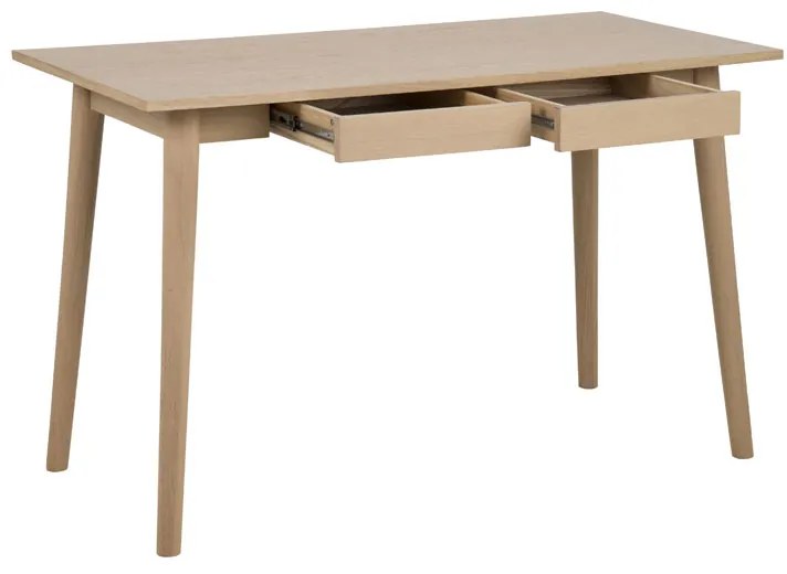 Scandinavisch Bureau Met Twee Lades - 120 X 60cm.