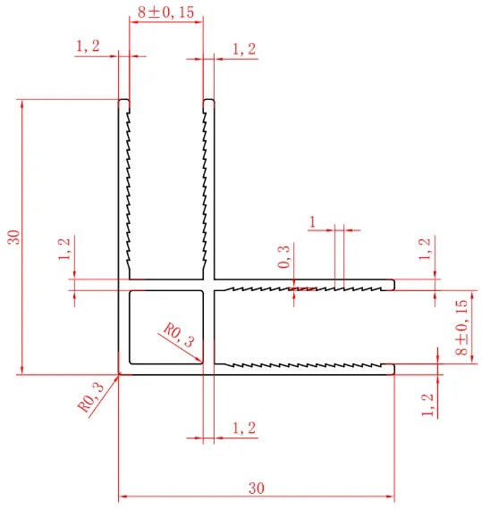 Saniclear Redro hoekprofiel chroom 8mm