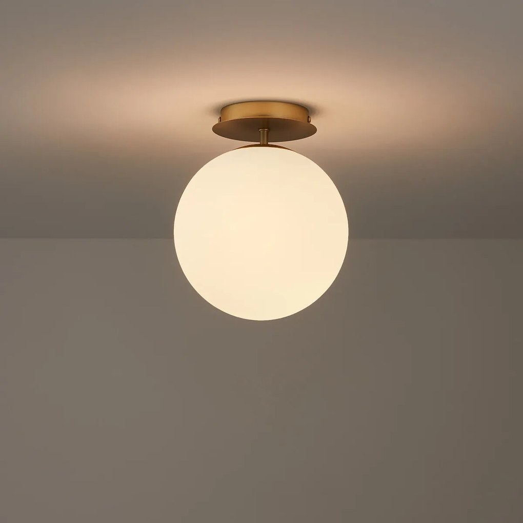 Plafondlamp of wandlamp, messing en opaline glas, MORICIO