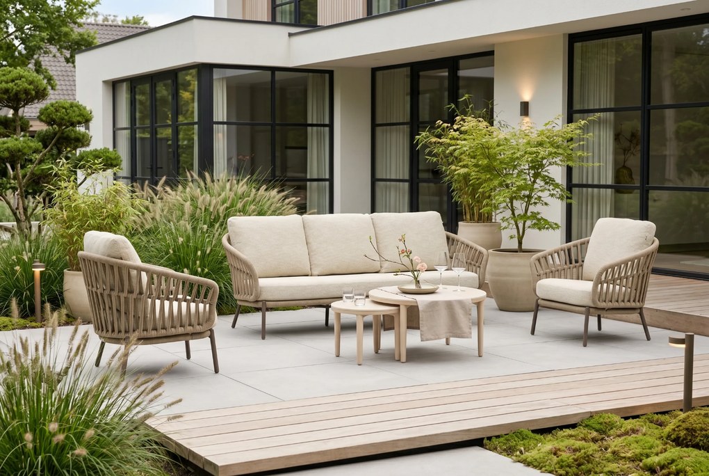 Stoel en Bank Loungeset 5 personen Rope Zand/Beige Coco Elara/Ibiza