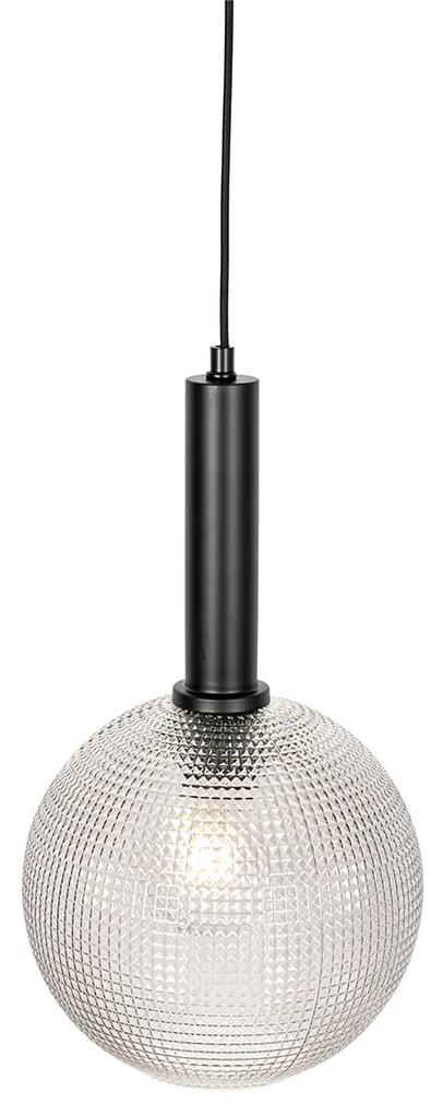 Design hanglamp zwart met smoke glas - Chico Design E27 rond Binnenverlichting Lamp
