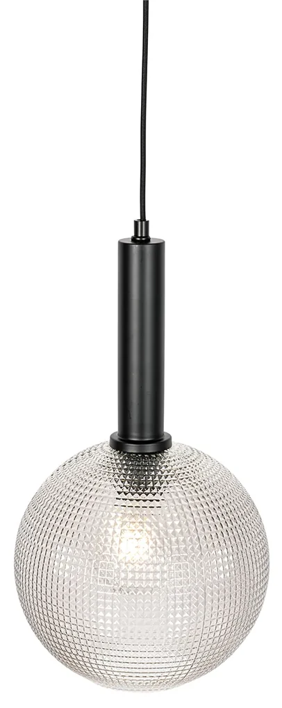 Design hanglamp zwart met smoke glas - Chico Design E27 rond Binnenverlichting Lamp