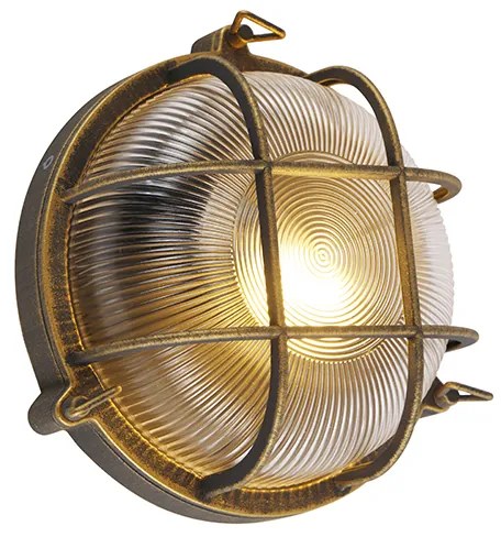 Wand- en plafondlamp goud/messing rond IP44 - Noutica