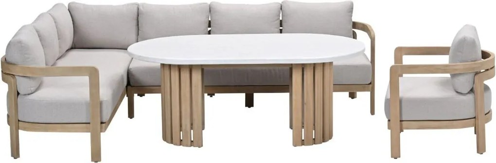 Garden Impressions Sirocco lounge dining set 4-delig links - acacia - grey sand