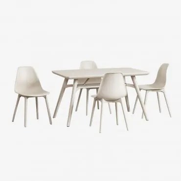 Rechthoekige Tuintafelset 135x80 Cm Met 4 Stoelen Van Polypropyleen Scand Tapioca Beige - Sklum
