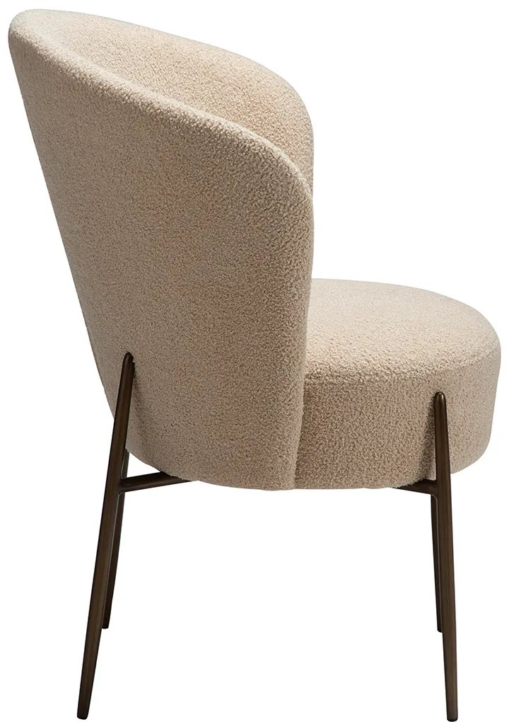 Dan-Form Orbit Eetkamerstoel Met Hoge Rugleuning Rond Boucle Almond Shimmer