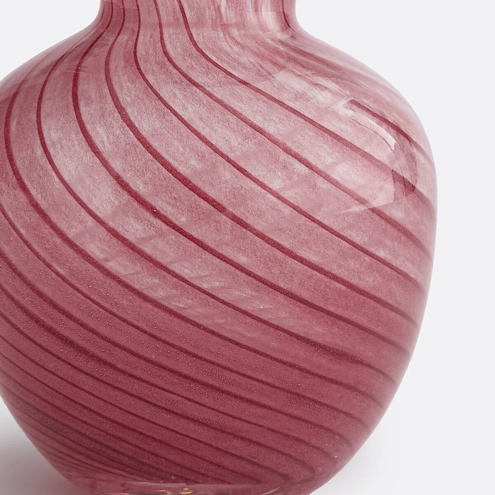 Vaas in roze gestreept glas, hoogte 10,2 cm, MARLIA