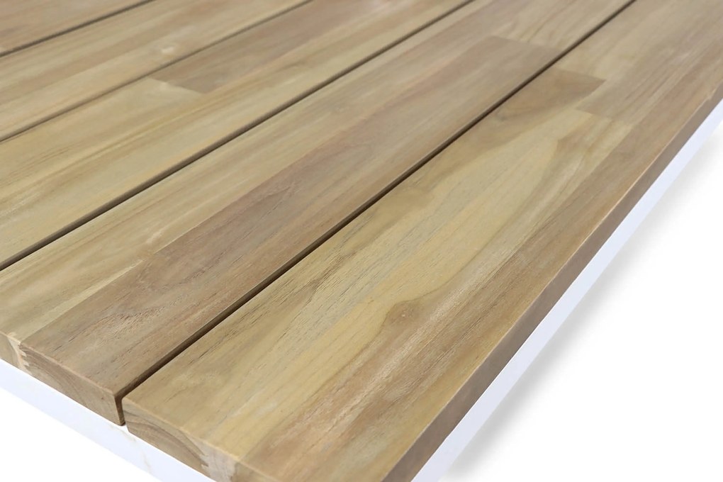 Tuinset 6 personen 220 cm Aluminium/Teak/Aluminium/teak Wit Santika Furniture Soray