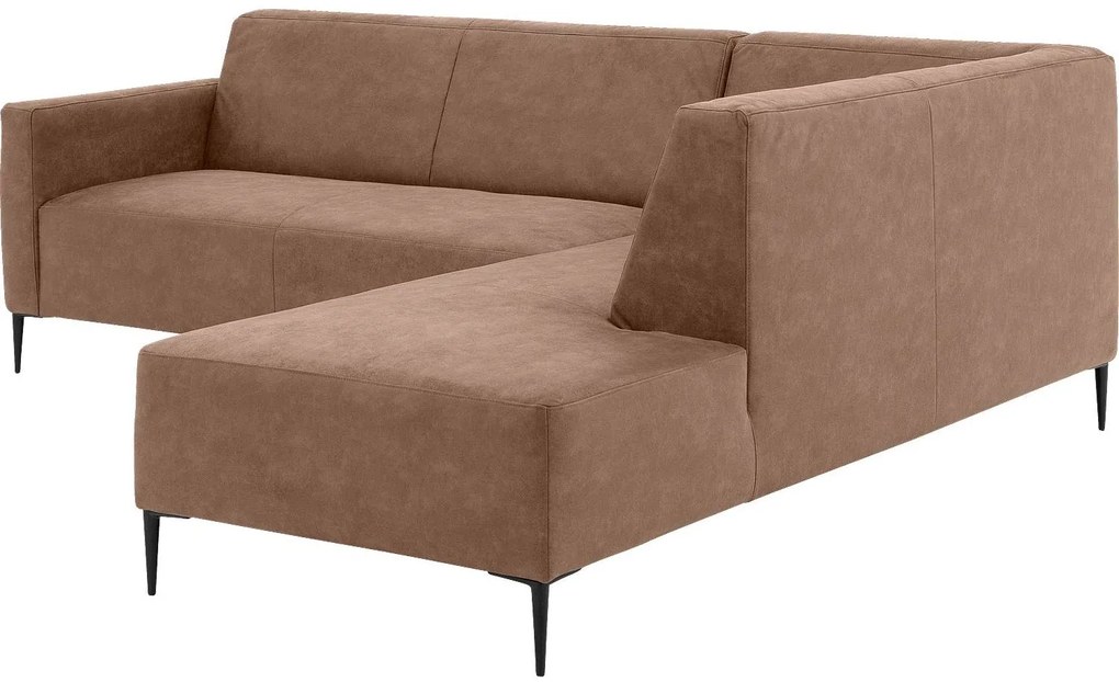 Goossens  Key West bruin, micro leer, 2,5-zits, modern design met ligelement rechts