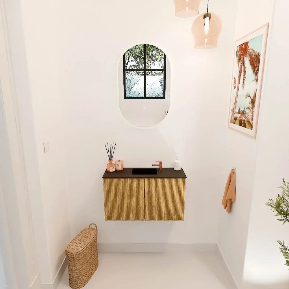 Mondiaz Joya 70cm toiletmeubel oak met wastafel faye midden 1 kraangat urban