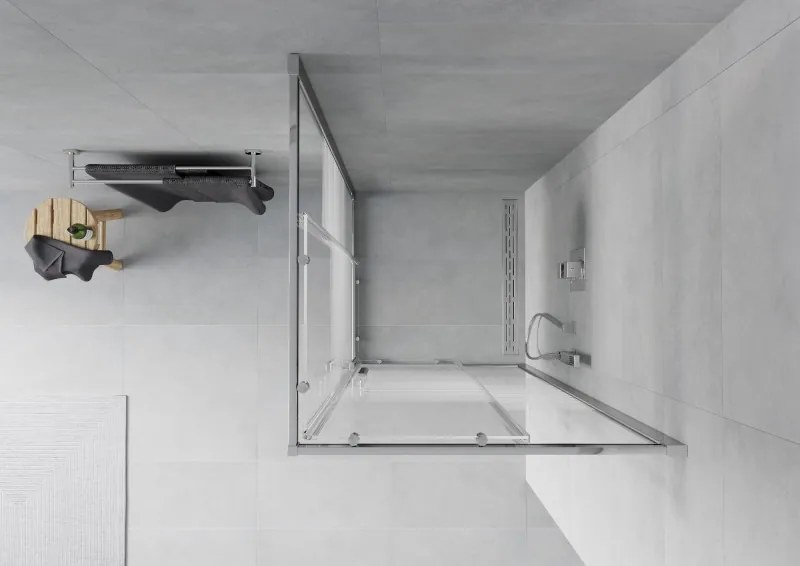 Mexen Rio vierkante douchecabine 80 x 80 cm, witte strepen, chroom - 860-080-080-01-20