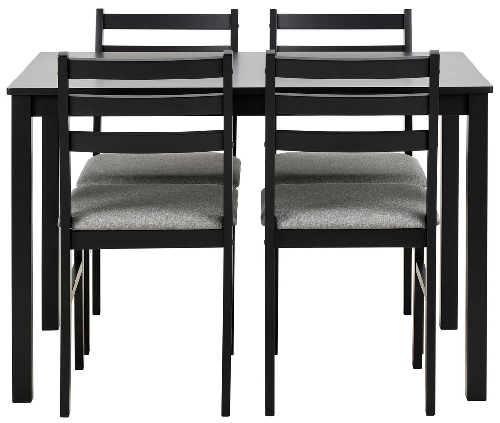 TORINO eetset + 4 stoelen Zwart/Lichtgrijs (Sawana 21 stof) - HOUTEN SET VOOR KEUKEN/EETKAMER