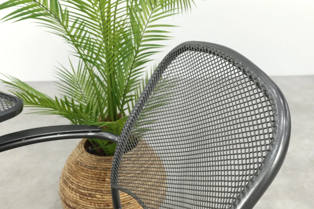 Carlo stapelbare balkonset 3-delig strekmetaal 60x60 cm. - Antraciet