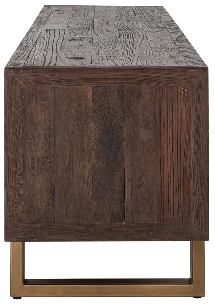 Richmond Interiors Cromford Mill Tv-meubel Donker Hout Brushed Gold - 200x45x56cm.