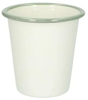 Beker, emaille, groengrijs/wit,Ø 9 cm