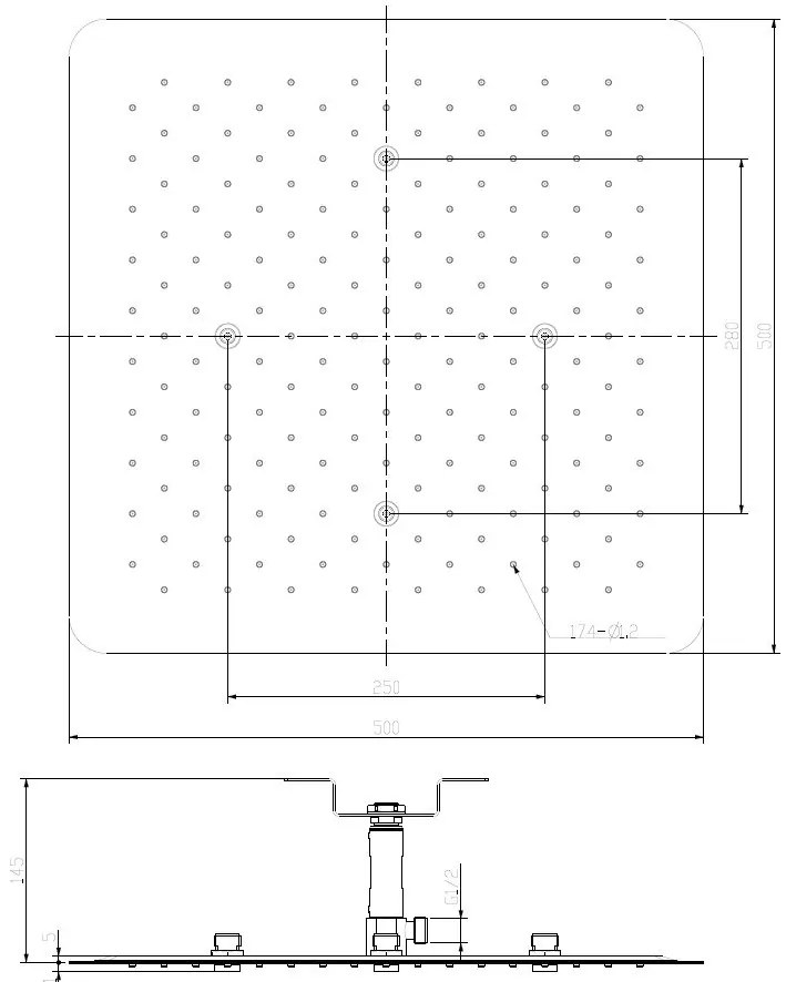 Mueller UFO inbouw regendouche 50cm vierkant chroom