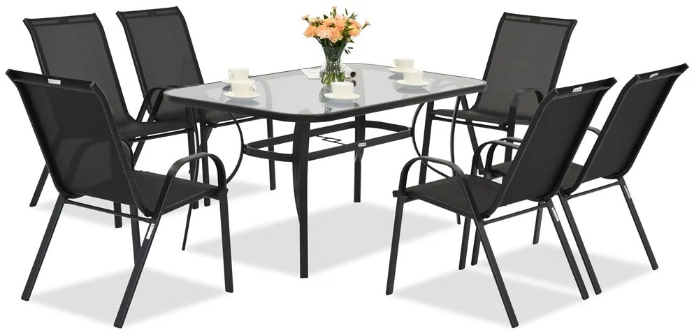 Tuintafel Modena zwart voor 6 personen Garden Point
