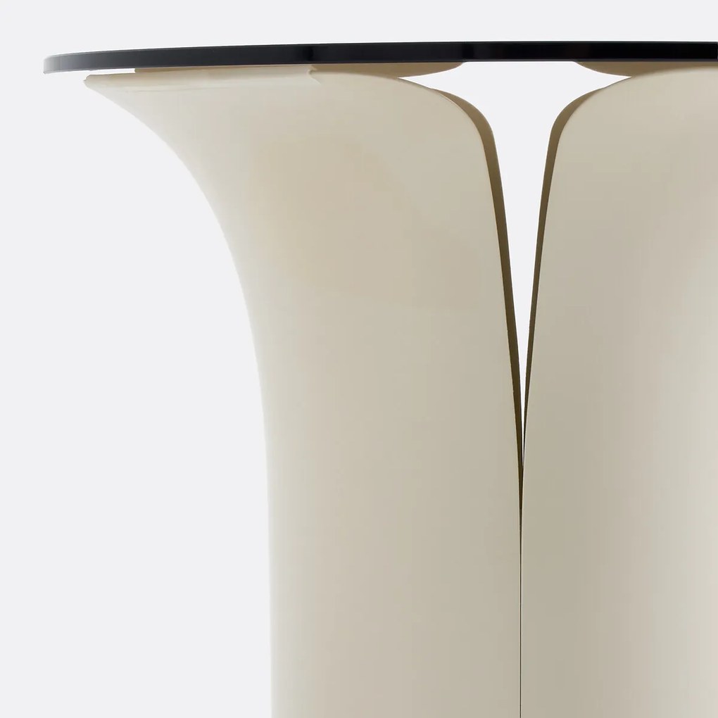 Bijzettafel, staal en rookglas, Tessen