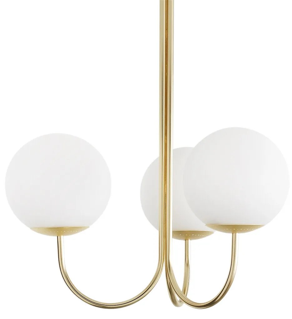 Hanglamp in messing en opaline glas, Moricio