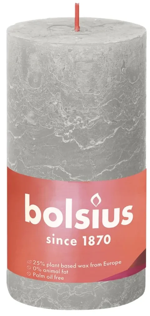 Bolsius Stompkaarsen Shine 4 st rustiek 130x68 mm zandgrijs