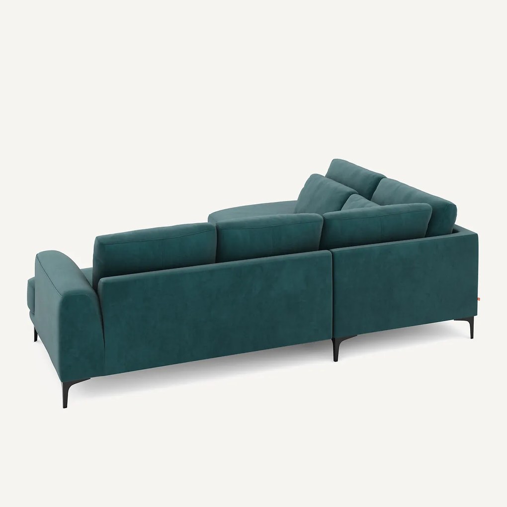 Rechtse hoekbank met leuning in fluweel, Marsile