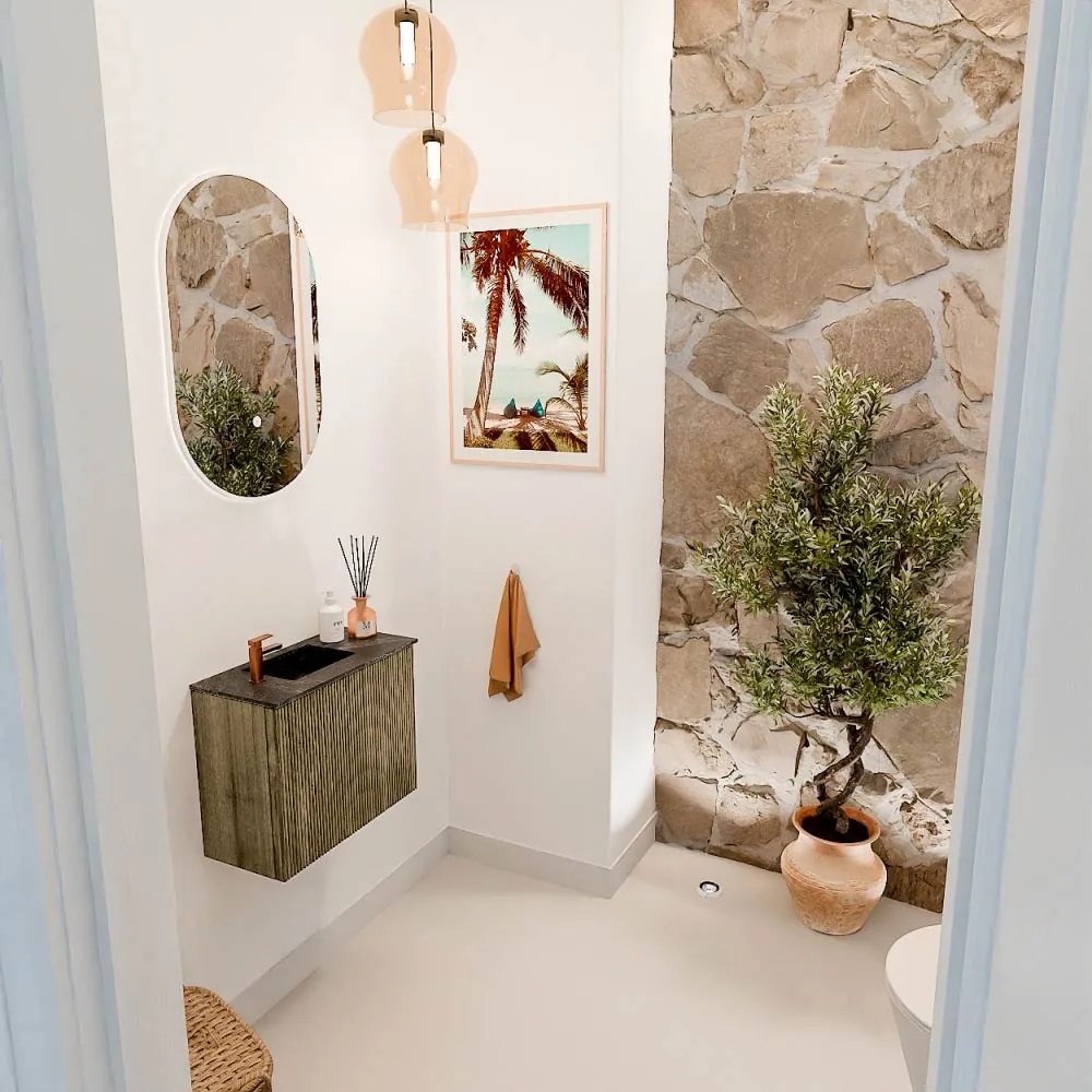 Mondiaz Joya DLux 50cm toiletmeubel dusk met wastafel faye links 1 kraangat lava