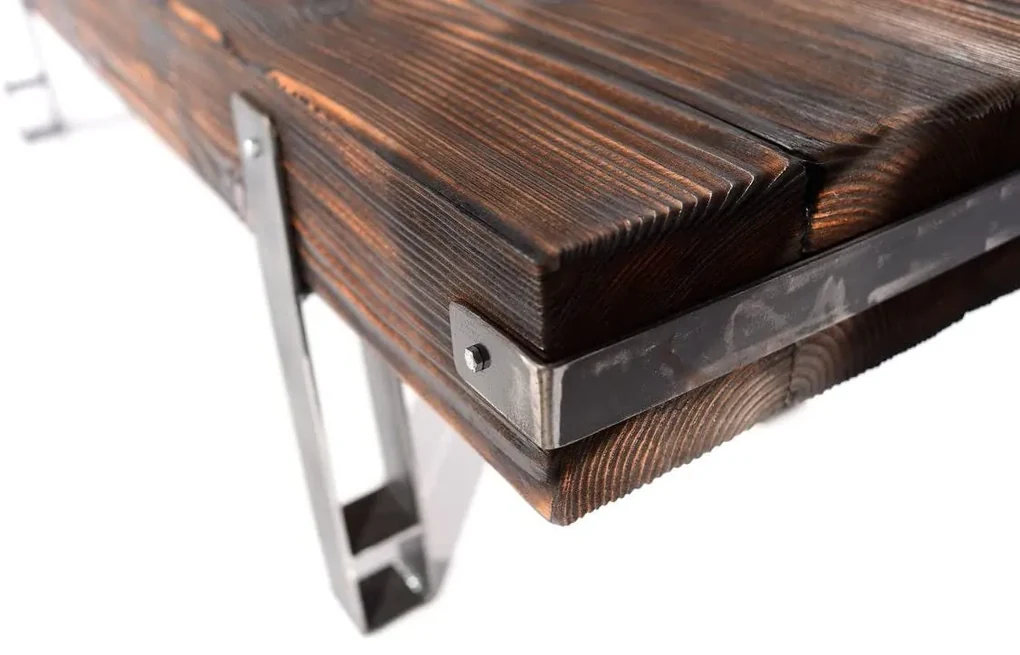 CHYRKA® Bank LBR Zitting Massief Hout BRODY Loft Vintage Bar Industrieel Design Handgemaakt Hout Metaal