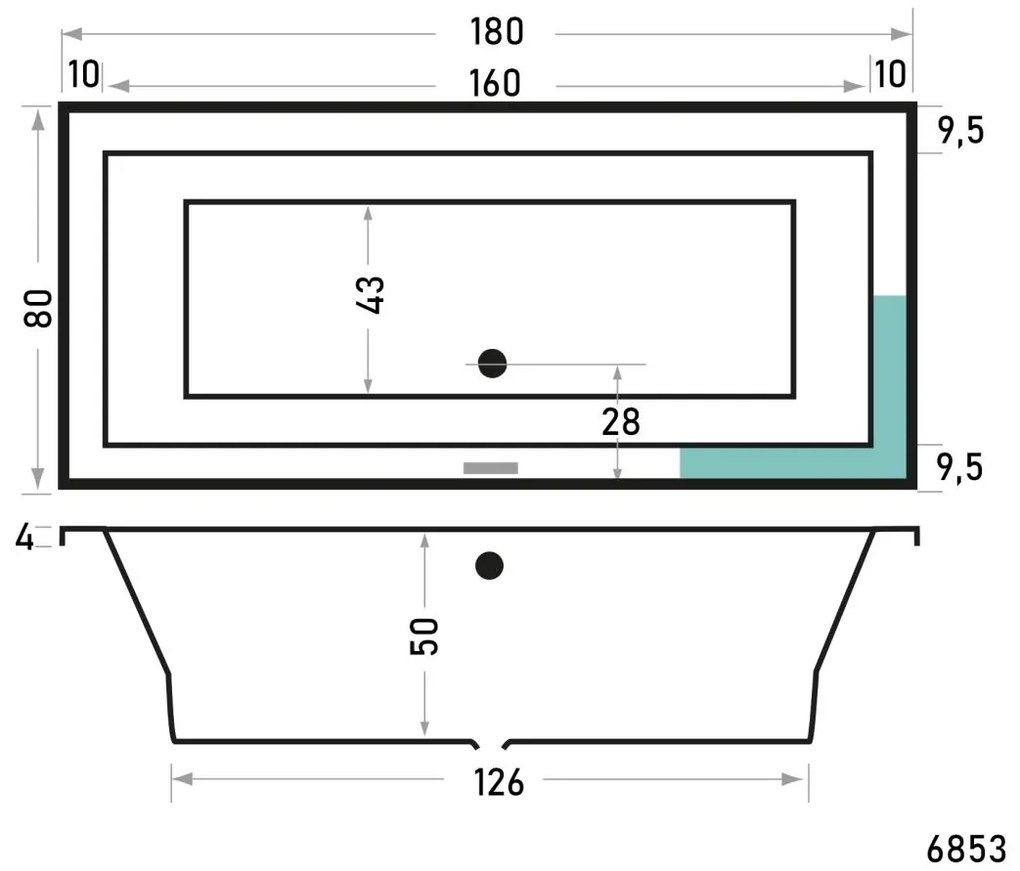 Xenz Society inbouw bubbelbad 180x80cm zwart mat elektronisch 12 aerojets chroom