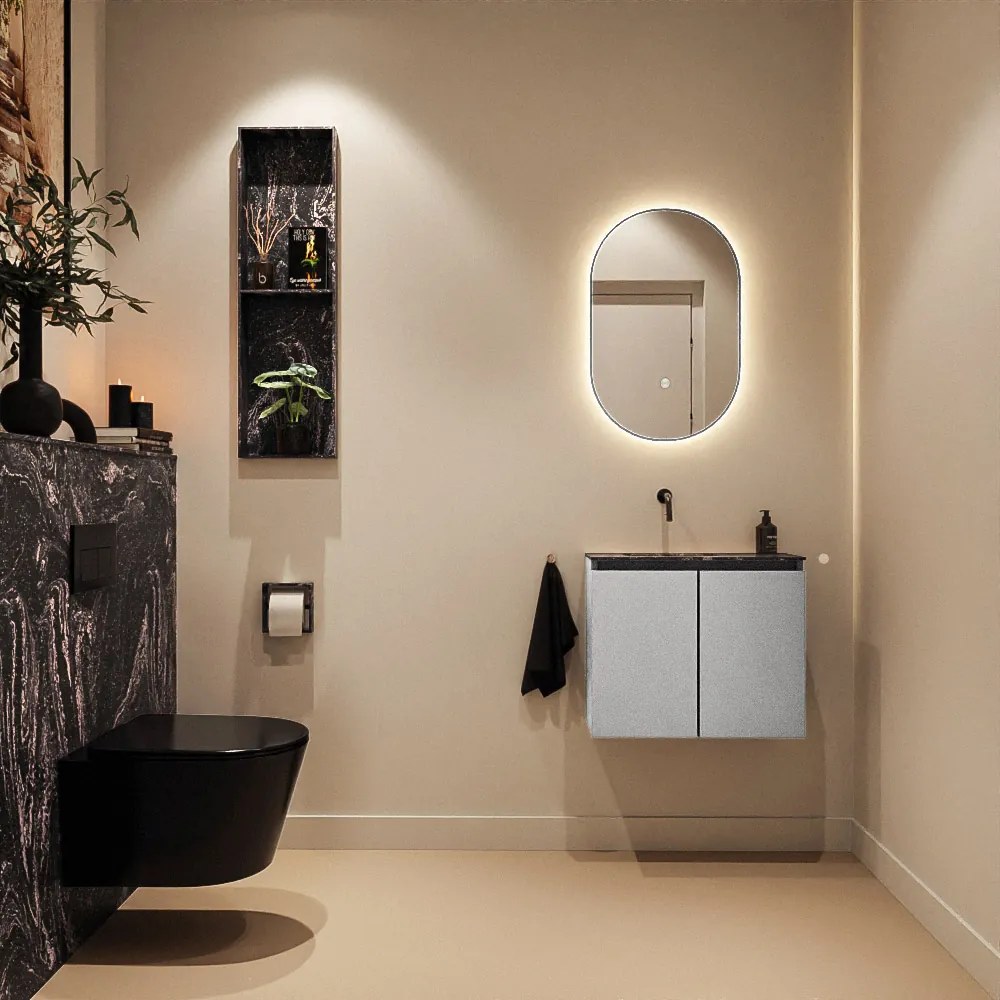 Mondiaz Ture DLux toiletmeubel 60cm plata met wastafel lava links zonder kraangat