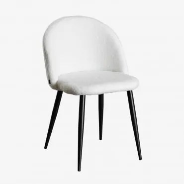 Set Van 4 Eetkamerstoelen In Schapenvacht Kana Ivoorwit & Zwart - Sklum
