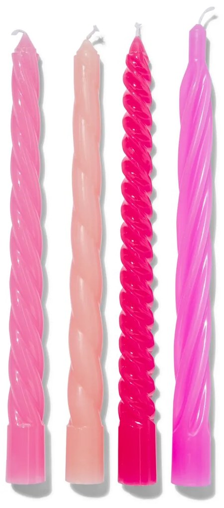 HEMA Kaarsen Met Twist Ø2x25 Roze - 4 Stuks (roze)