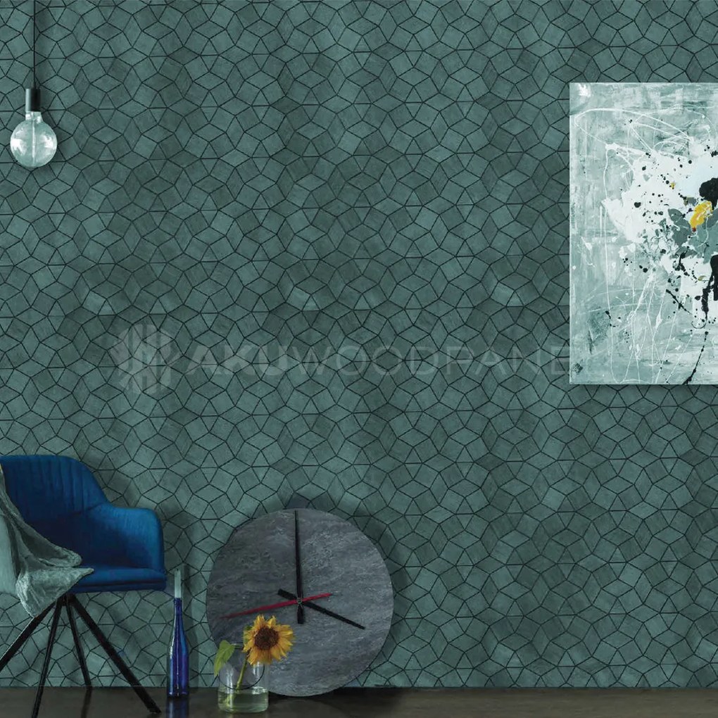 Decoratief Houten Wandpaneel | Gardenia Cadet Blue | 60×60 cm | Amerikaans Notenhout
