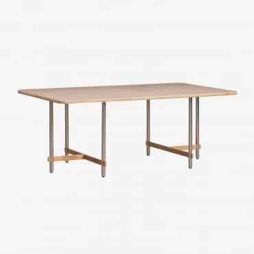 Rechthoekige Eettafel Van Mangohout En Staal Osaka Mangohout & 200 X 110 Cm - Sklum