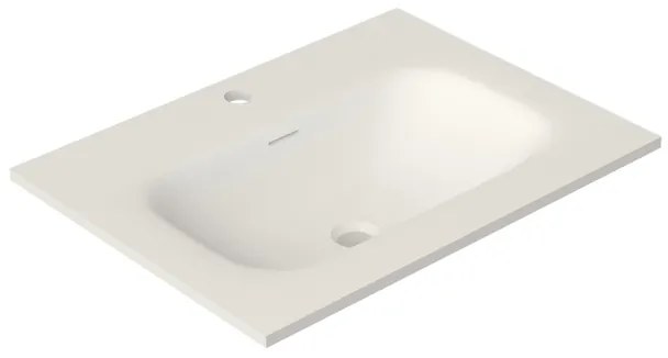 Saniclass Meubelwastafel - 61x46x1.2cm - overloop - 1 wasbak midden - 1 kraangat - solid surface wit mat FK6146-1