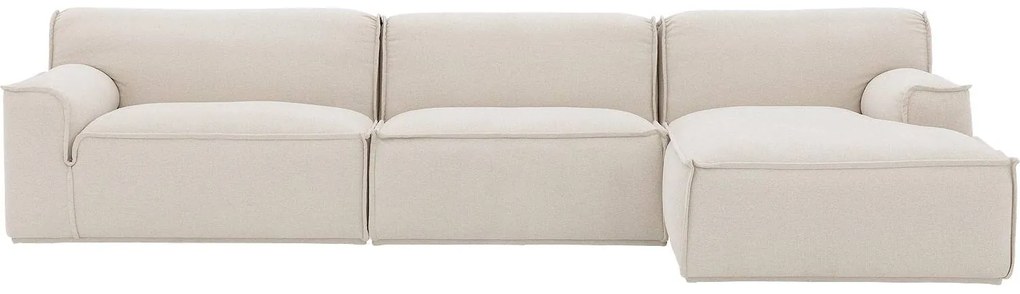 Goossens Excellent Bank Sens wit, stof, 1,5-zits, urban industrieel met chaise longue rechts