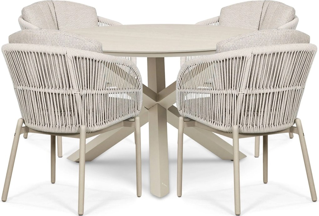 Tuinset 4 personen 120 cm Rope Zand/Beige Lifestyle Garden Furniture Monaco/Xento