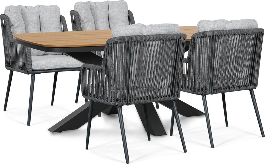 Tuinset 4 personen 180 cm Rope Grijs Lifestyle Garden Furniture Tivoli/Camila