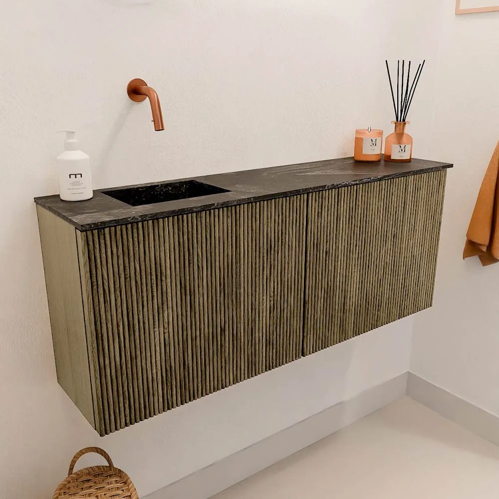 Mondiaz Joya DLux 100cm toiletmeubel dusk met wastafel faye links zonder kraangat lava