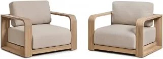 Pack Van 2 Tuinstoelen Met Armleuningen Van Acaciahout Brivori Lichte Acaciekleur - Sklum