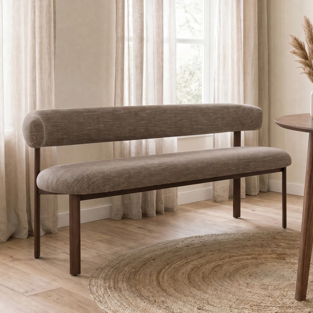 Eetkamerbank Walnoot Met Grove Stof 180 Cm