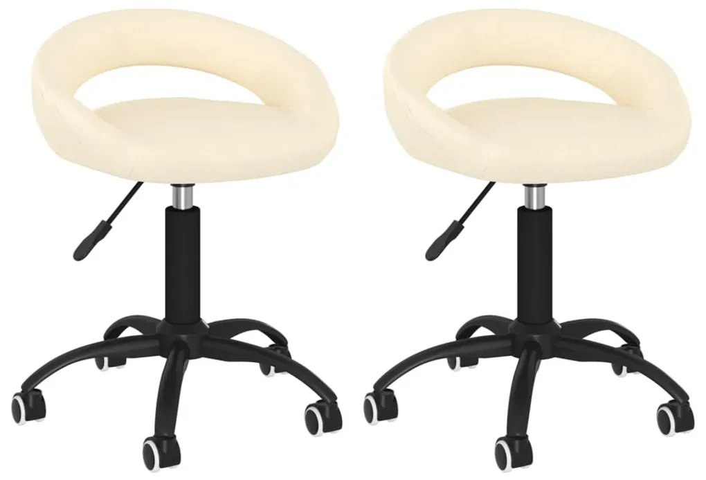 vidaXL Eetkamerstoelen draaibaar 2 st fluweel crèmekleurig