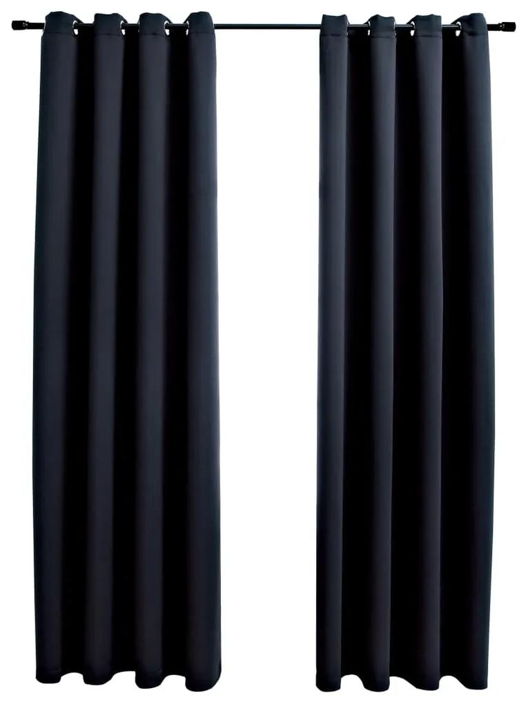 vidaXL Gordijn verduisterend met metalen ringen 2 st 140x175 cm zwart